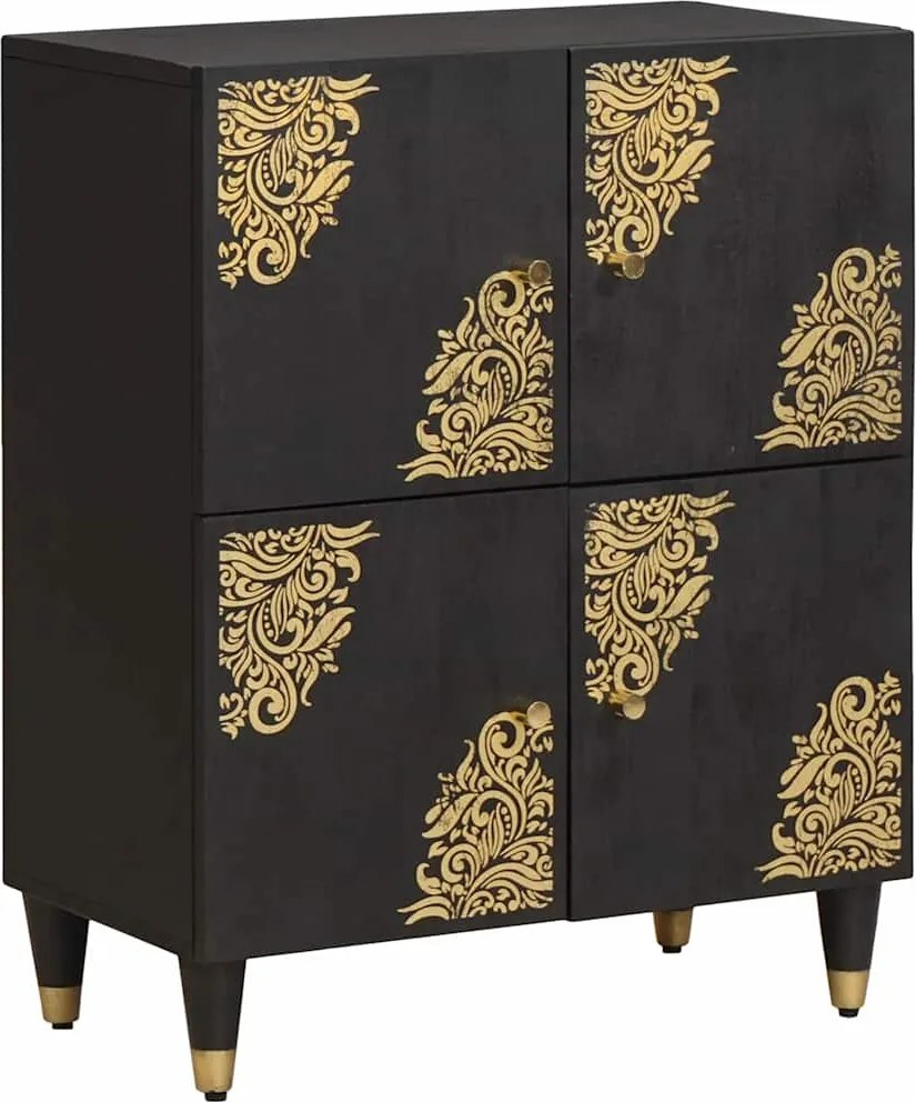 vidaXL Bufet cu raft cu ușă Negru 60 x 33 x 75 cm Lemn de mango solid