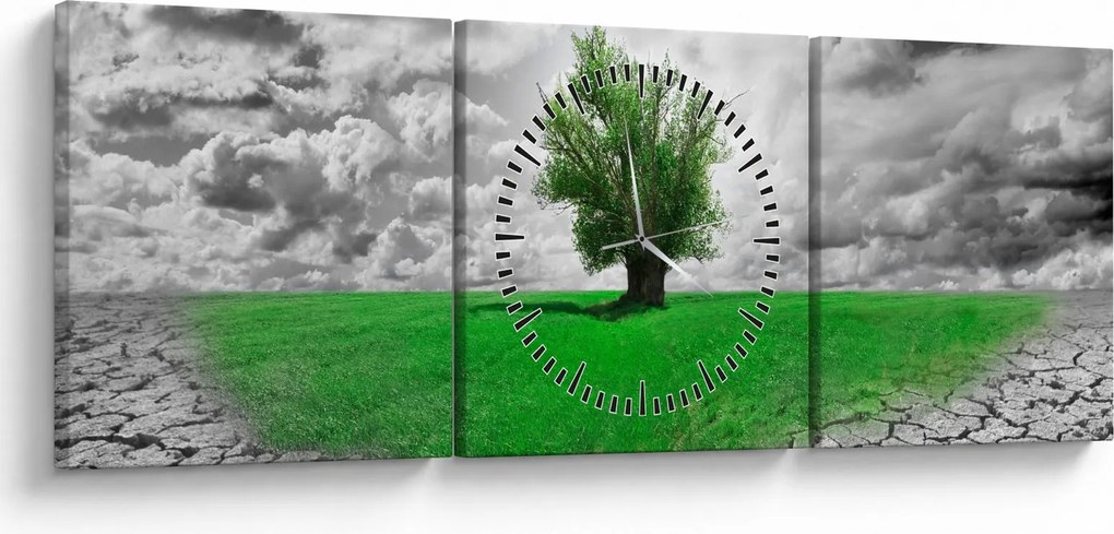 Tablou - O bucată de natură în oraș (cu ceas) (90x30 cm)
