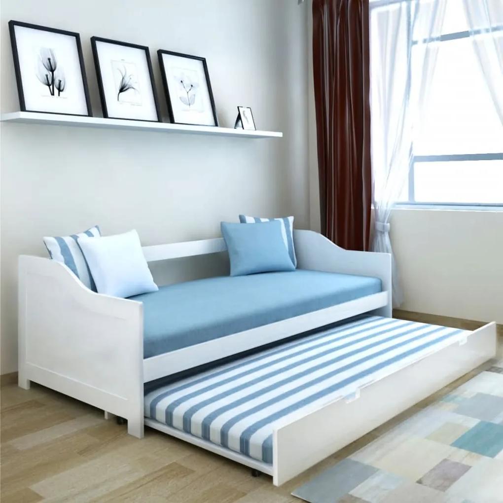 242953 vidaXL Canapea extensibilă/pat de zi din lemn de pin, 200 x 90 cm, alb