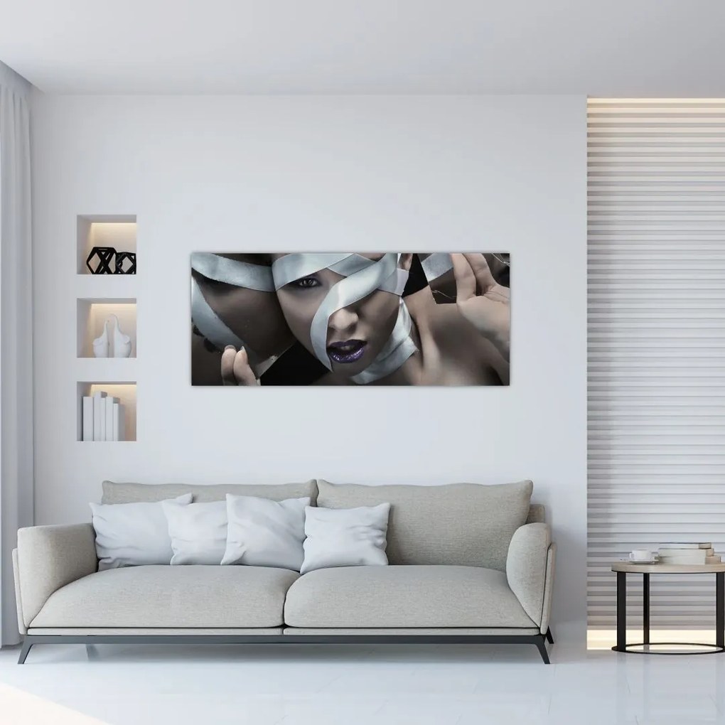 Tablou cu femeie și panglică (120x50 cm)