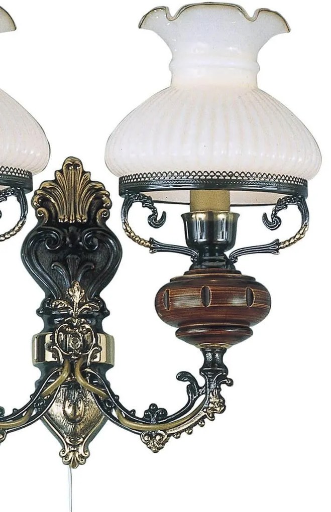 Aplica de perete cu 2 brate design italian din alama cu lemn 620