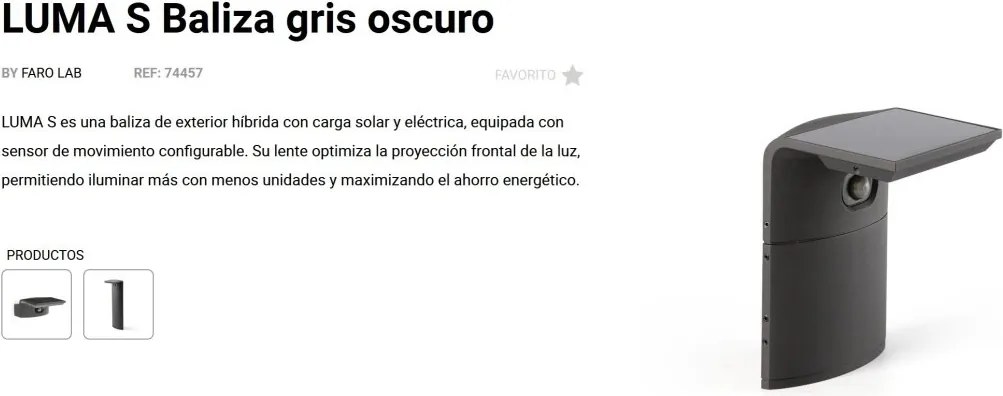 Mini Stalp exterior solar cu senzor de miscare LUMA S gri