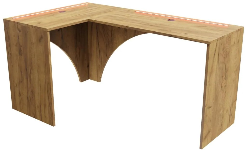 Masă PC de colț LED Uhlominn (craft auriu). 1092074