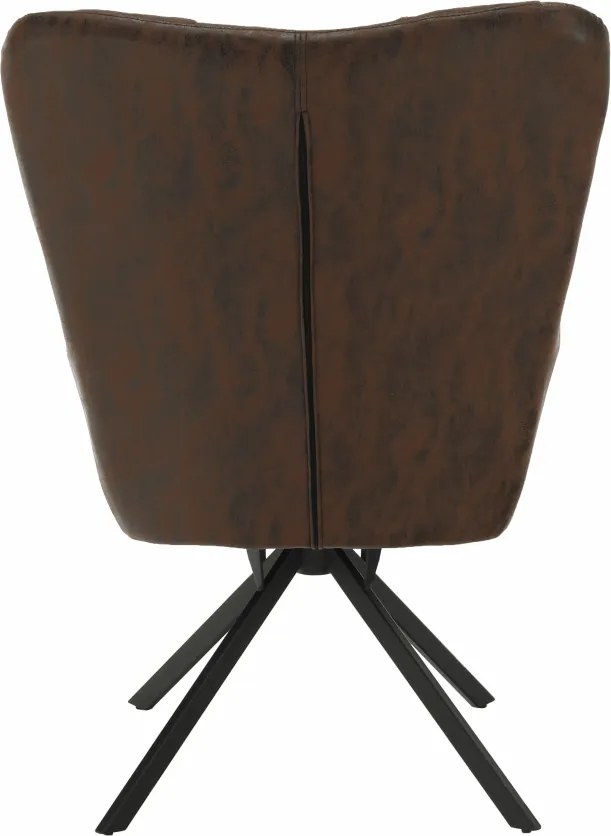 Fotoliu de design rotativ, maro ţesătură cu efect de piele întoarsă/negru, KOMODO