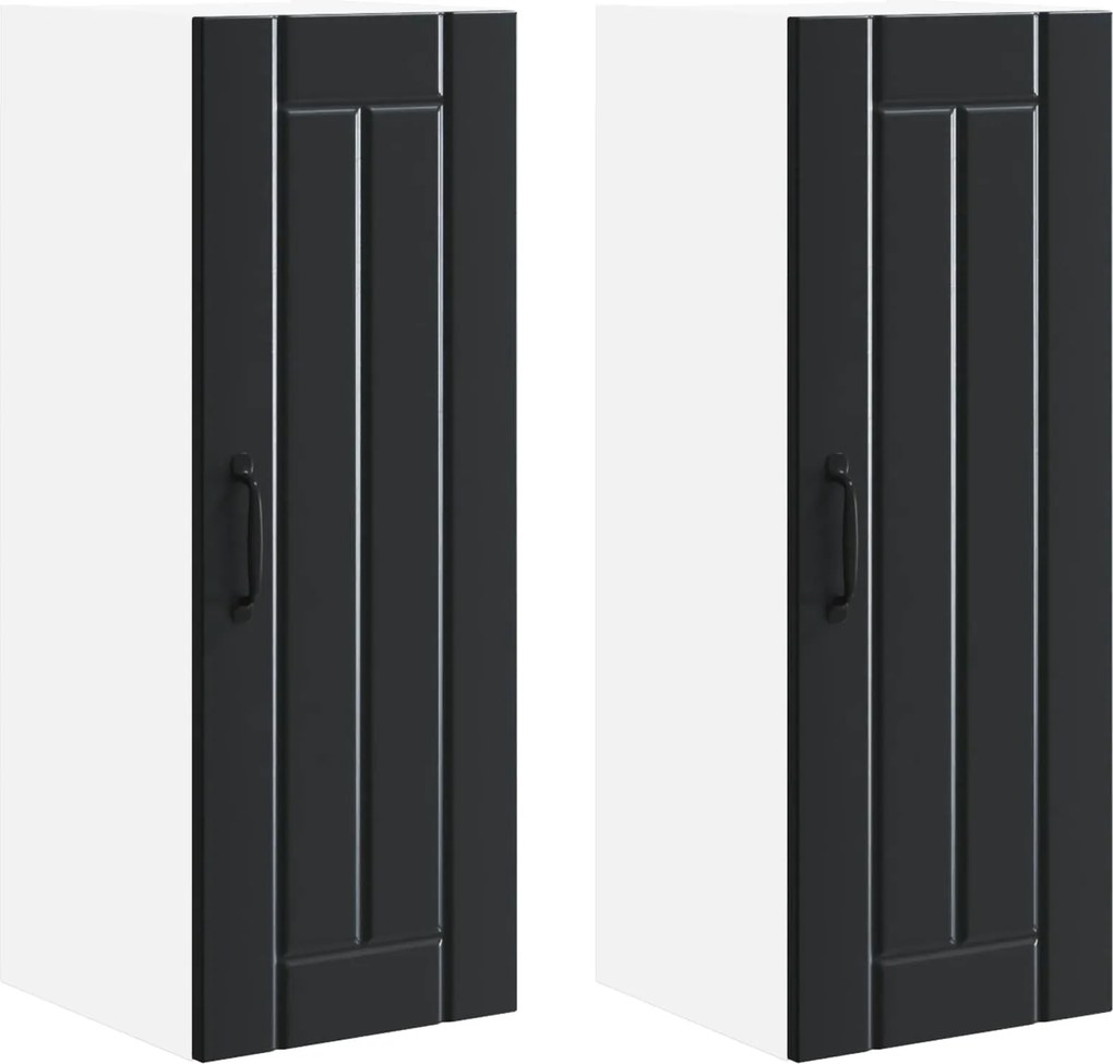 vidaXL Dulap de bucătărie 2 pcs Negru 30 x 31 x 80 cm Lemn compozit