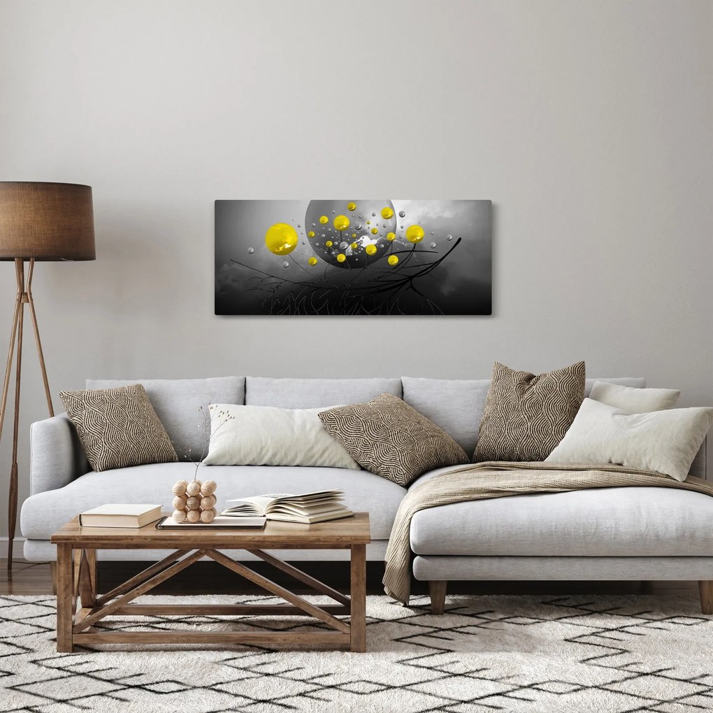 Tabloul - bile abstracte galbene (120x50 cm)