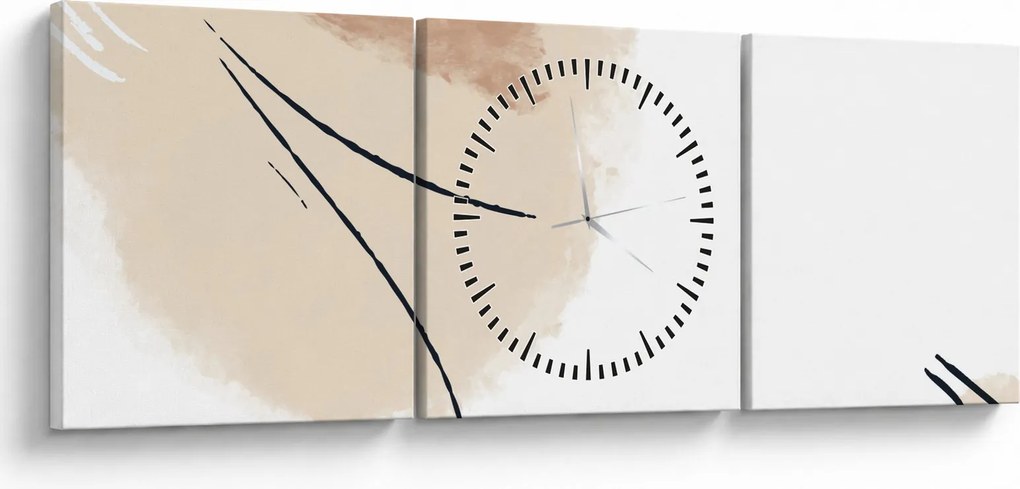 Tablou - Abstracție albă (cu ceas) (90x30 cm)