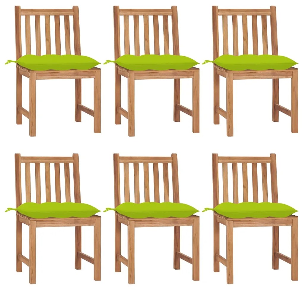 vidaXL Scaune grădină cu perne, 6 buc, lemn masiv tec