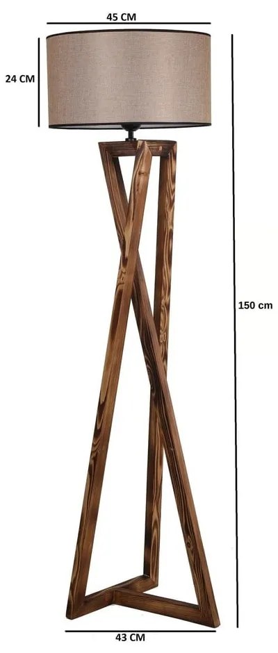 Lampadar maro cu abajur textil (înălțime 149 cm) Maçka – Opviq lights