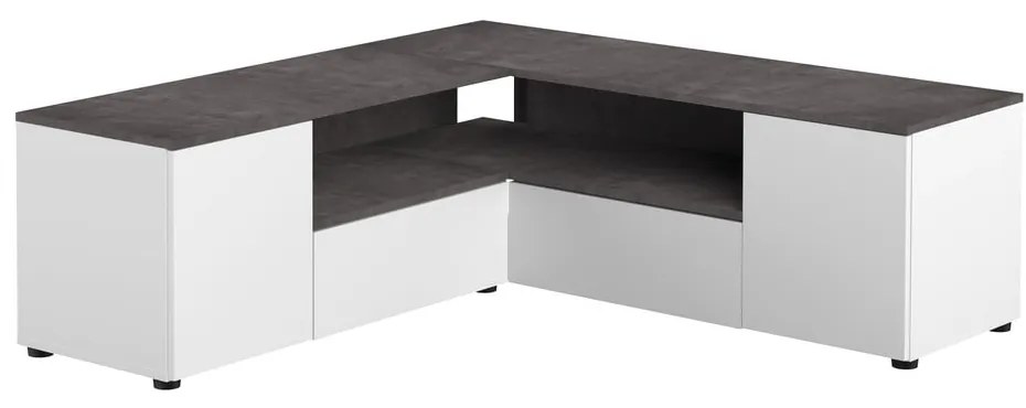 Comodă TV alb-gri cu aspect de beton 130x46 cm Angle – TemaHome