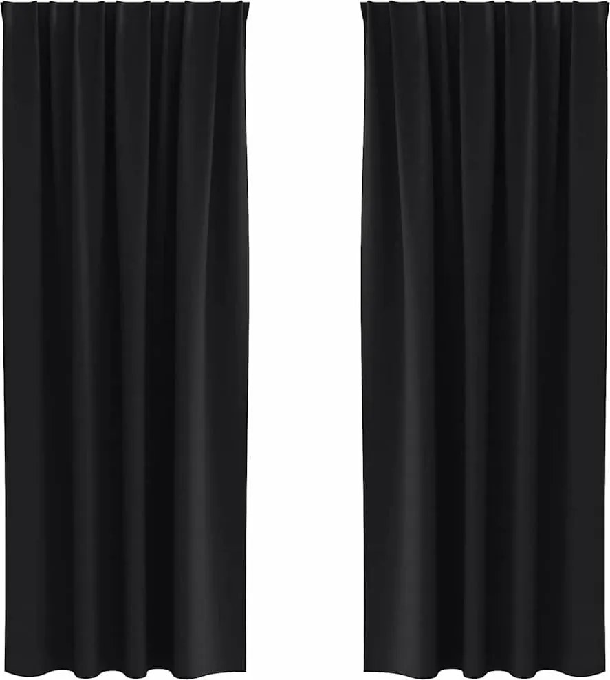 vidaXL Perdele Opaque cu Inel 2 pcs Negru 245 x 140 cm Poliester