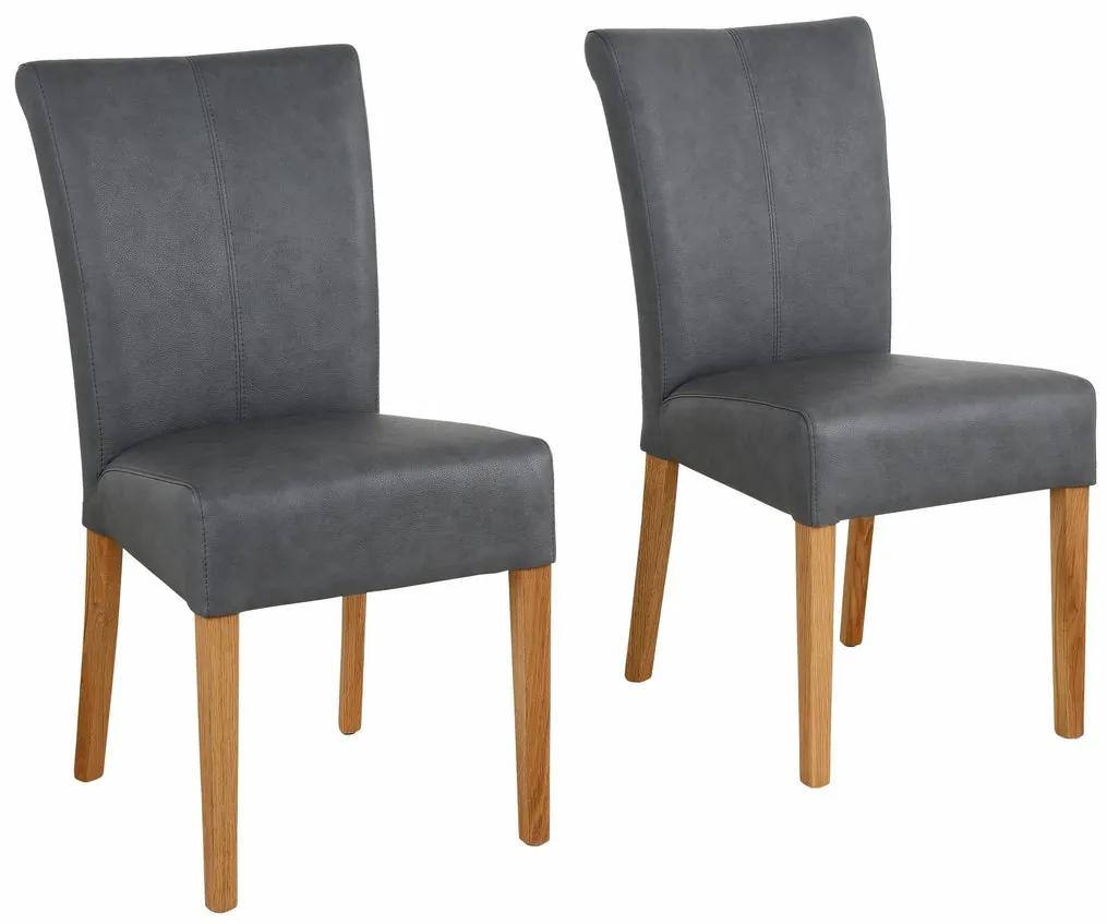 Set 4 scaune Queen, gri, piele ecologică