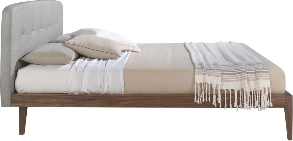 Pat dublu cu furnir din lemn Walnut, 160x200cm