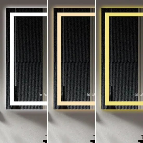 Oglindă Baie LED și Dezaburire Elit's Premium cu Senzor Touch, Lumina Rece, Caldă și Neutră, 60x80cm