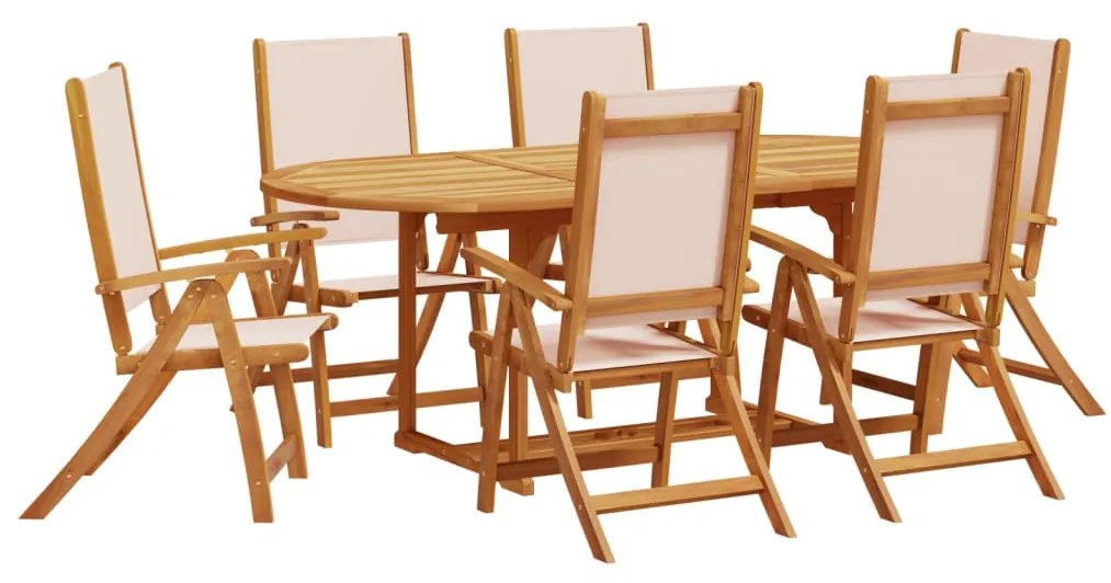 3279273 vidaXL Set mobilier de grădină, 7 piese, lemn masiv acacia/textilenă