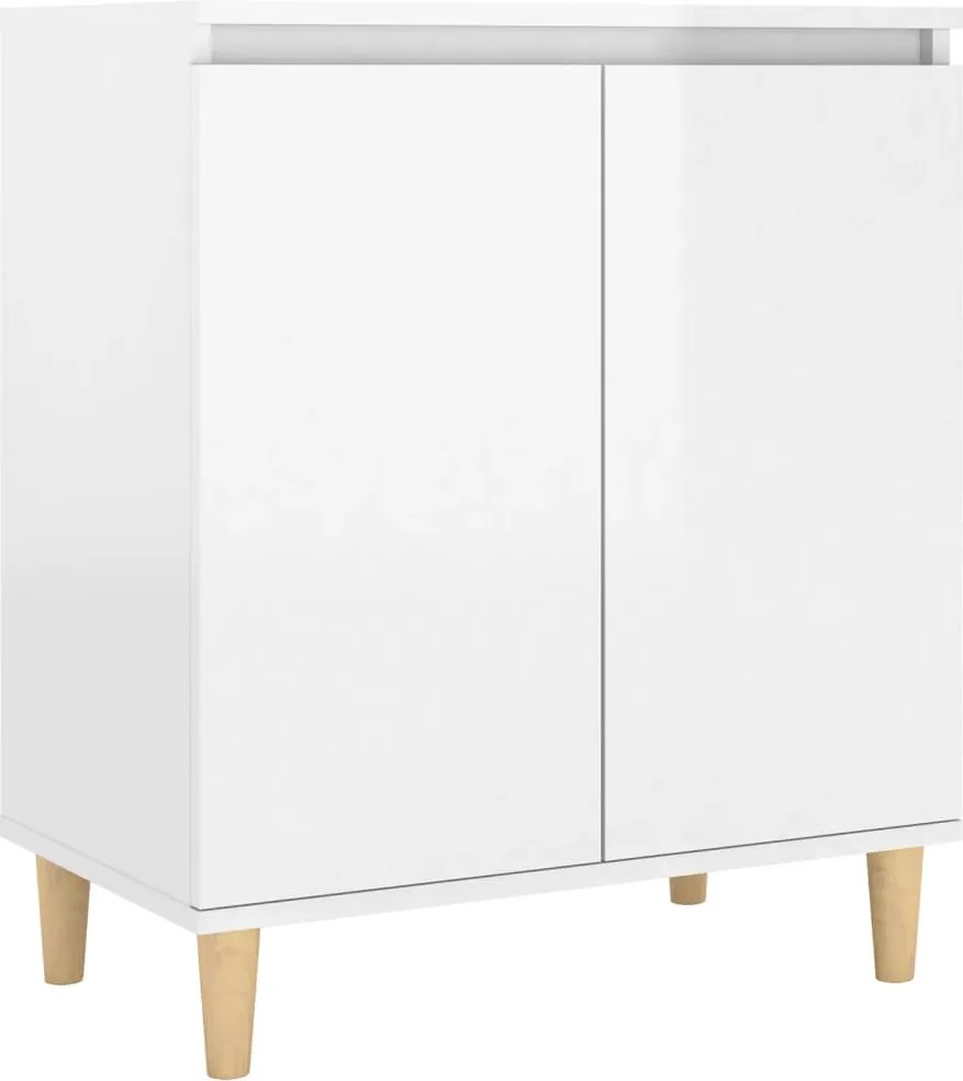 vidaXL Servantă & picioare lemn masiv alb extralucios 60x35x70cm PAL