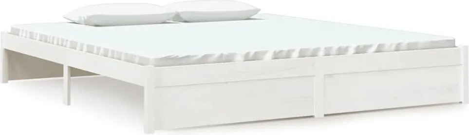 vidaXL Cadru de pat Super King, alb, 180x200 cm, lemn masiv