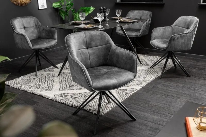 Set 2 scaune moderne pivotante Euphoria gri inchis