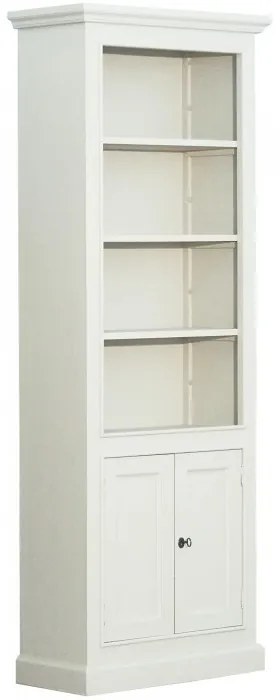 Biblioteca, alba, din lemn masiv, L78 cm, aspect vintage, Portland