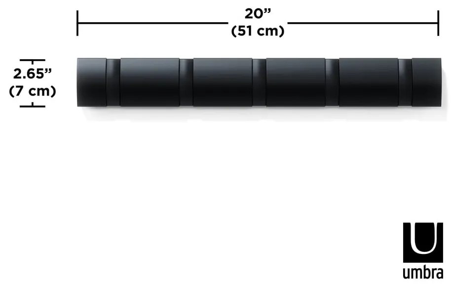 Cuier de perete negru din lemn masiv de plop Flip – Umbra