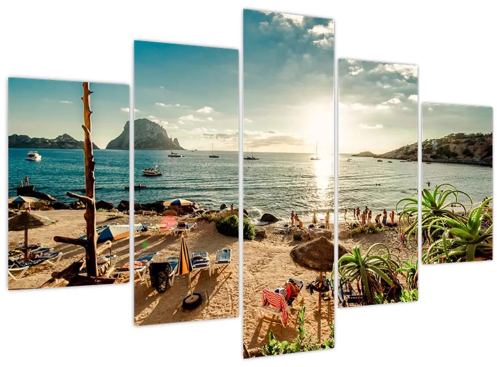 Tablou - Plajă cu oameni (150x105 cm)