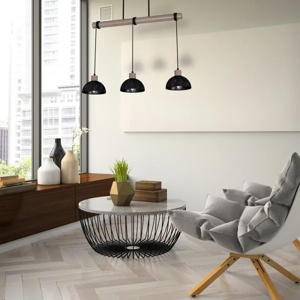 Lustră pe cablu ERIK 3xE27/60W/230V maro/neagră