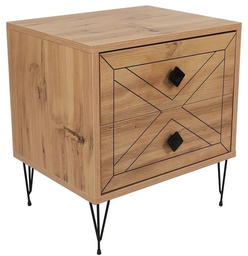 Noptiera Glynn Nightstand, Crem, 40x55x50 cm