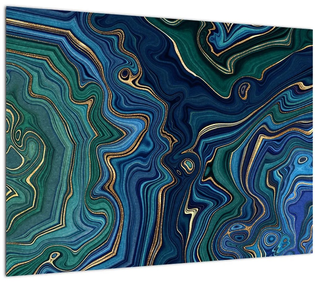 Tablou pe sticlă - Marmură verde- albastru (70x50 cm)