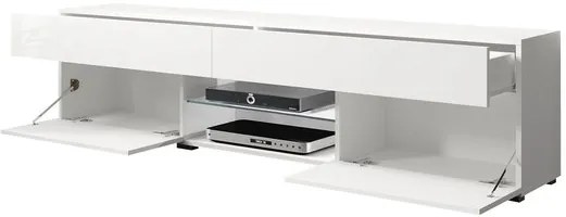 Masă TV/ Dulap Primrose (Alb + Alb lucios) (iluminat LED Alb). 1060161
