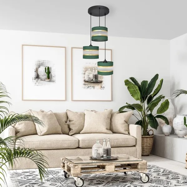 Lustră pe cablu HELEN 3xE27/15W/230V verde/auriu