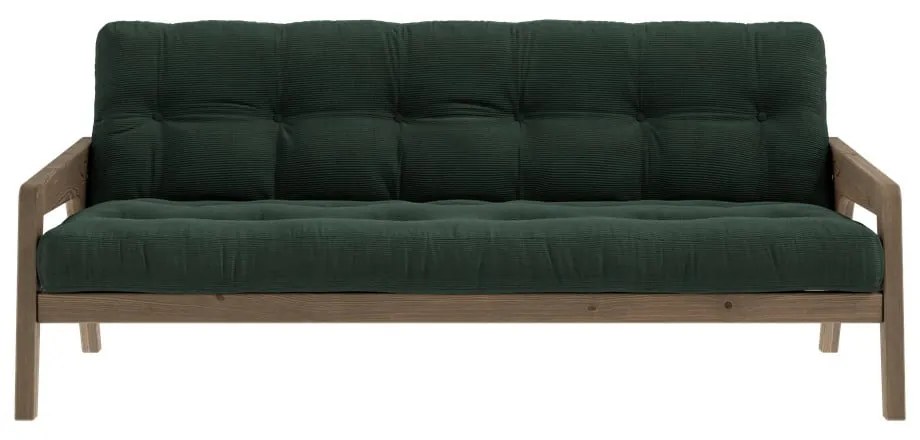 Canapea verde extensibilă cu tapițerie din catifea reiată 204 cm Grab - Karup Design