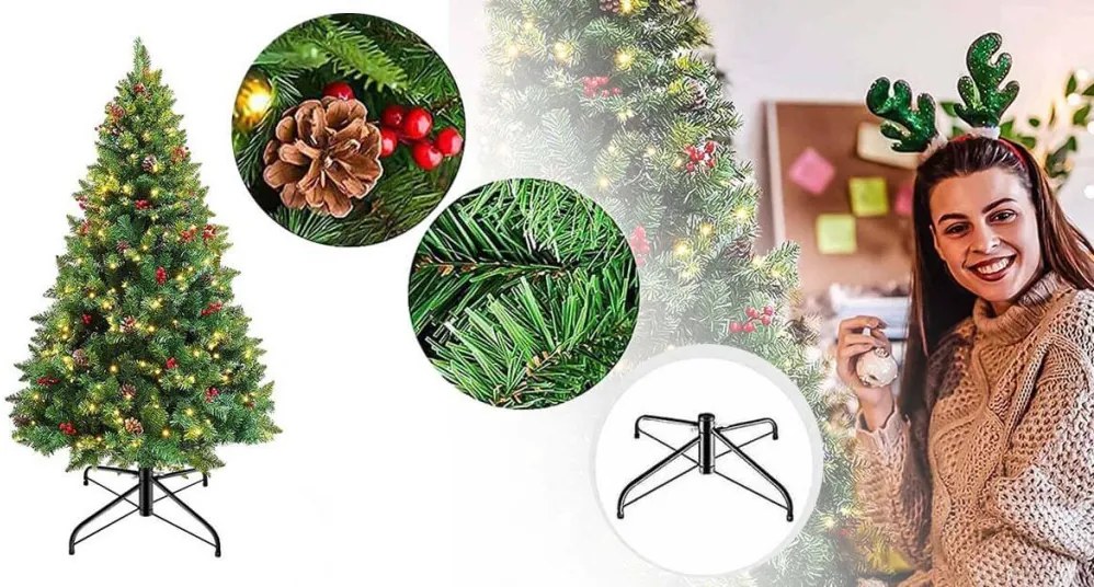 Brad artificial, cu 100 LED-uri, alb cald-120 cm