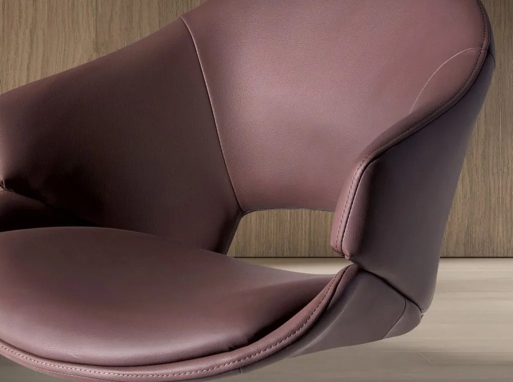 Scaun modern pivotant piele sintetica maro cupru