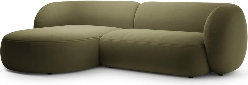 Colțar verde cu tapițerie din catifea (cu colț pe partea stângă/cu șezlong) Kate – Micadoni