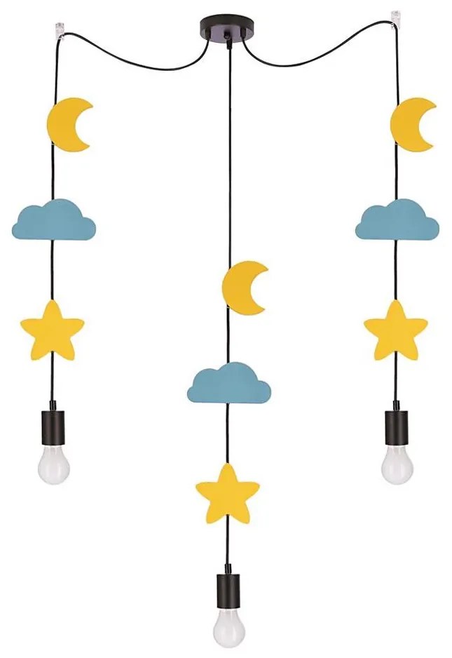 Lampă suspendată pentru copii TRIO 3xE27/20W/230V galben/albastru
