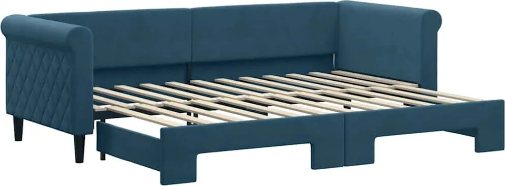 vidaXL Pat de zi cu extensie, albastru, 80x200 cm, catifea