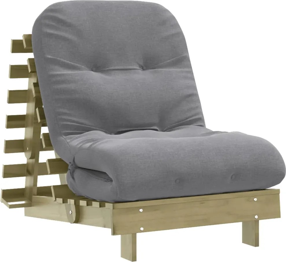 vidaXL Canapea futon cu saltea, 70x206x11 cm, lemn de pin tratat