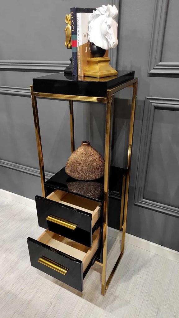 Consola Rodez III negru/gold – H103 cm