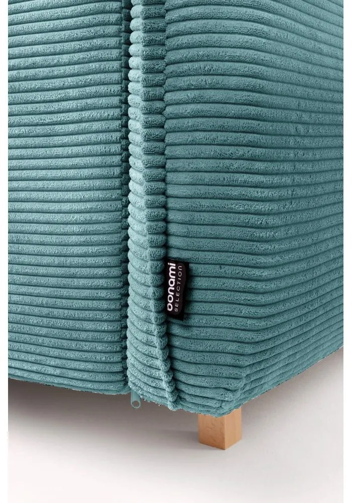 Colțar turcoaz extensibil cu tapițerie din catifea reiată (cu colț pe partea stângă /în formă de "U") Tori – Bonami Selection