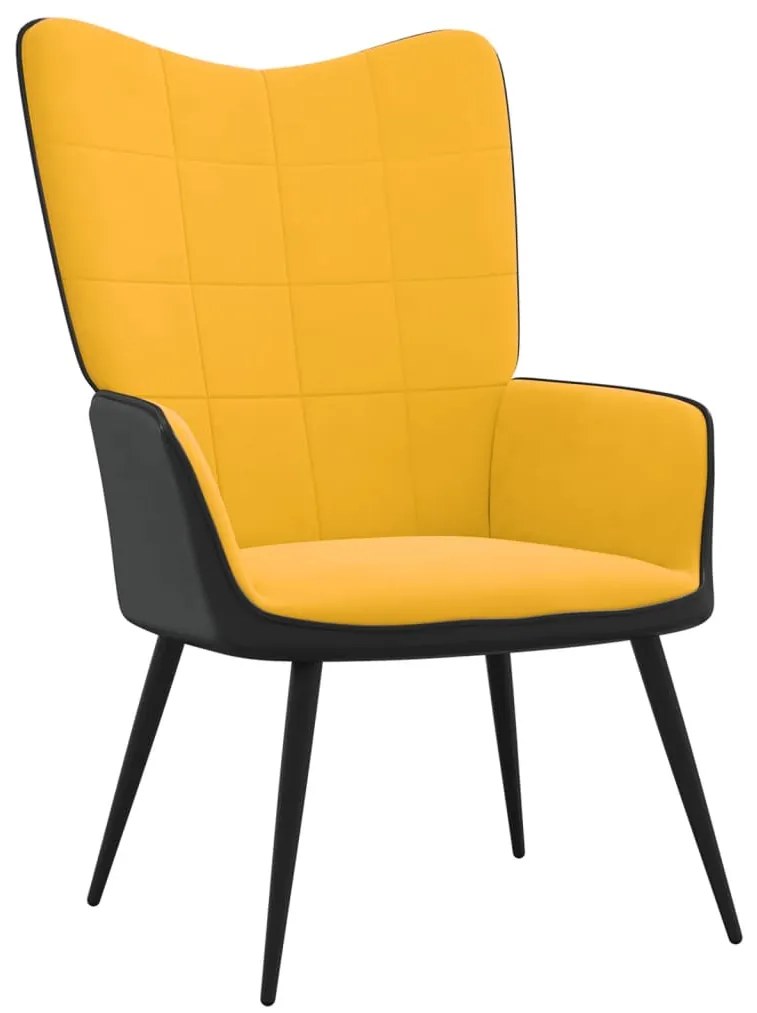 327816 vidaXL Scaun de relaxare, galben muștar, catifea și PVC