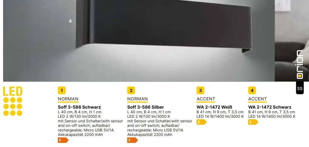 Aplica de perete LED iluminat ambiental ACCENT negru