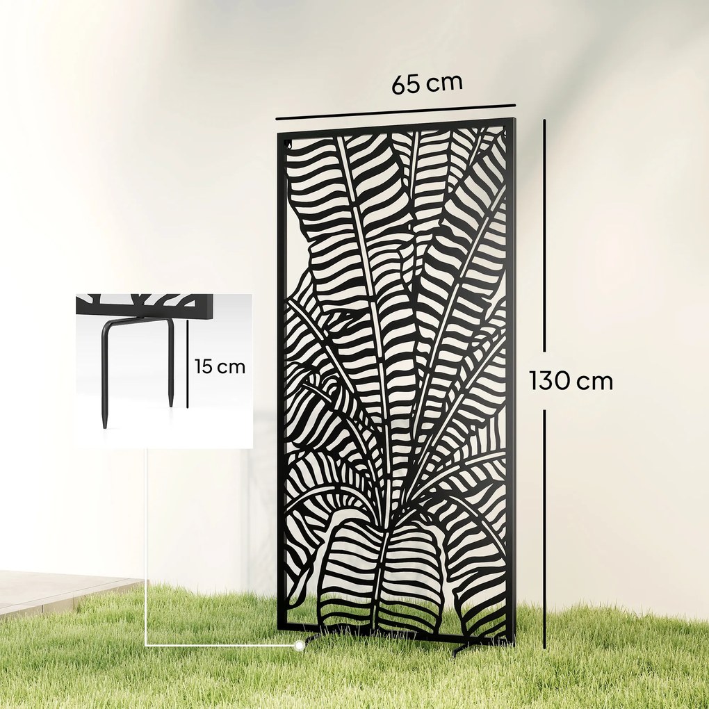 Outsunny Divizor de spațiu 65 x 130 cm, paravan independent sau suspendat, panou din metal, Negru | Aosom Romania