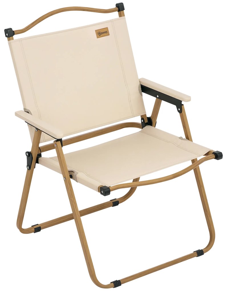 Outsunny Scaun de camping scaun de pescuit pliabil cu brate tesatura Oxford si structura otel 54 x 59 x 78 cm Kaki | Aosom Romania