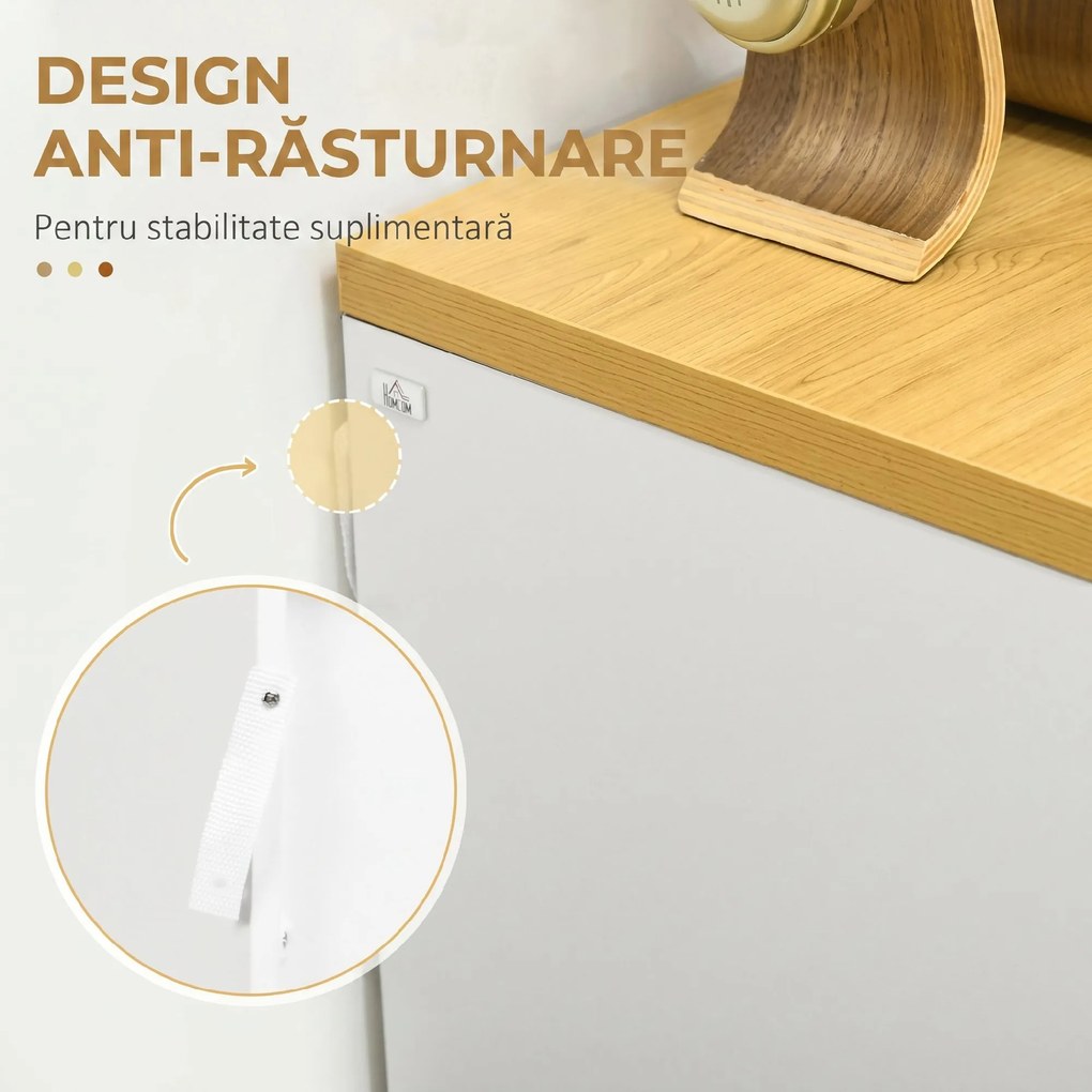 HOMCOM Comodă Depozitare, 3 Sertare, Mobilier Dormitor/Cameră de Zi, Alb/Lemn Natural | Aosom Romania