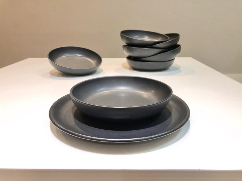 Set 48 Boluri Pasta Vulcano (Farfurie adanca si intinsa 26cm) Negru Mat Carbon