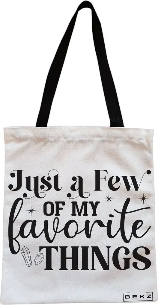 Sacosa de Panza pentru Cumparaturi, Geanta Tote, model Just a few of my favorite things, Cu fermoar, 38x34.5 cm, Alba, BEKZ®