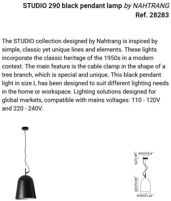 Lustra suspendata design modern Studio 290 negru