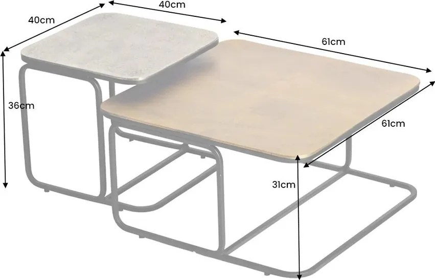 Set de 2 masute de cafea Abstract auriu/ argintiu A-43515 VC