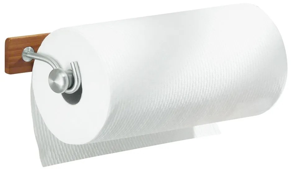 Suport din metal și bambus pentru prosoape de hârtie iDesign Formbu, 38,5 cm