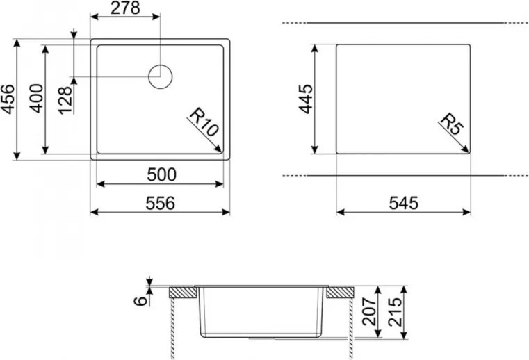 Chiuveta de bucatarie pentru montare sub blat SMEG Quadra VZP56CT, 56 cm, Antibacteriana, Rezistenta la zgarieturi si la razele UV, Gri